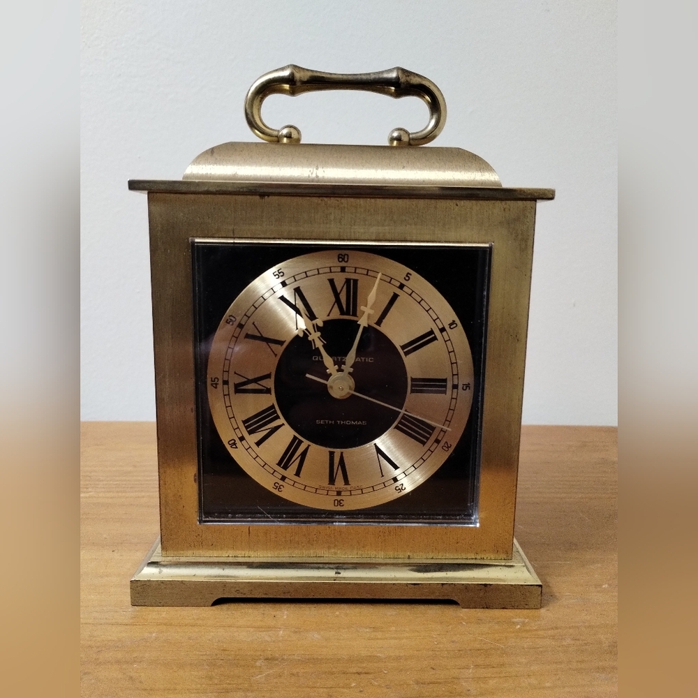Vintage Seth Thomas Solid Brass Carriage Clock Case Made In Swiss